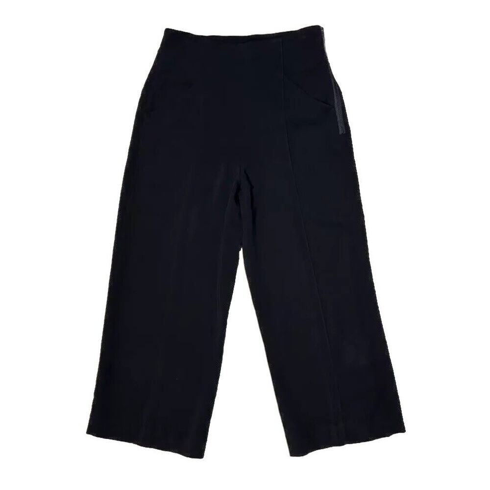ALC Wide Leg Crop Trousers sz 2 Black 22" Inseam Side-Zip Viscose